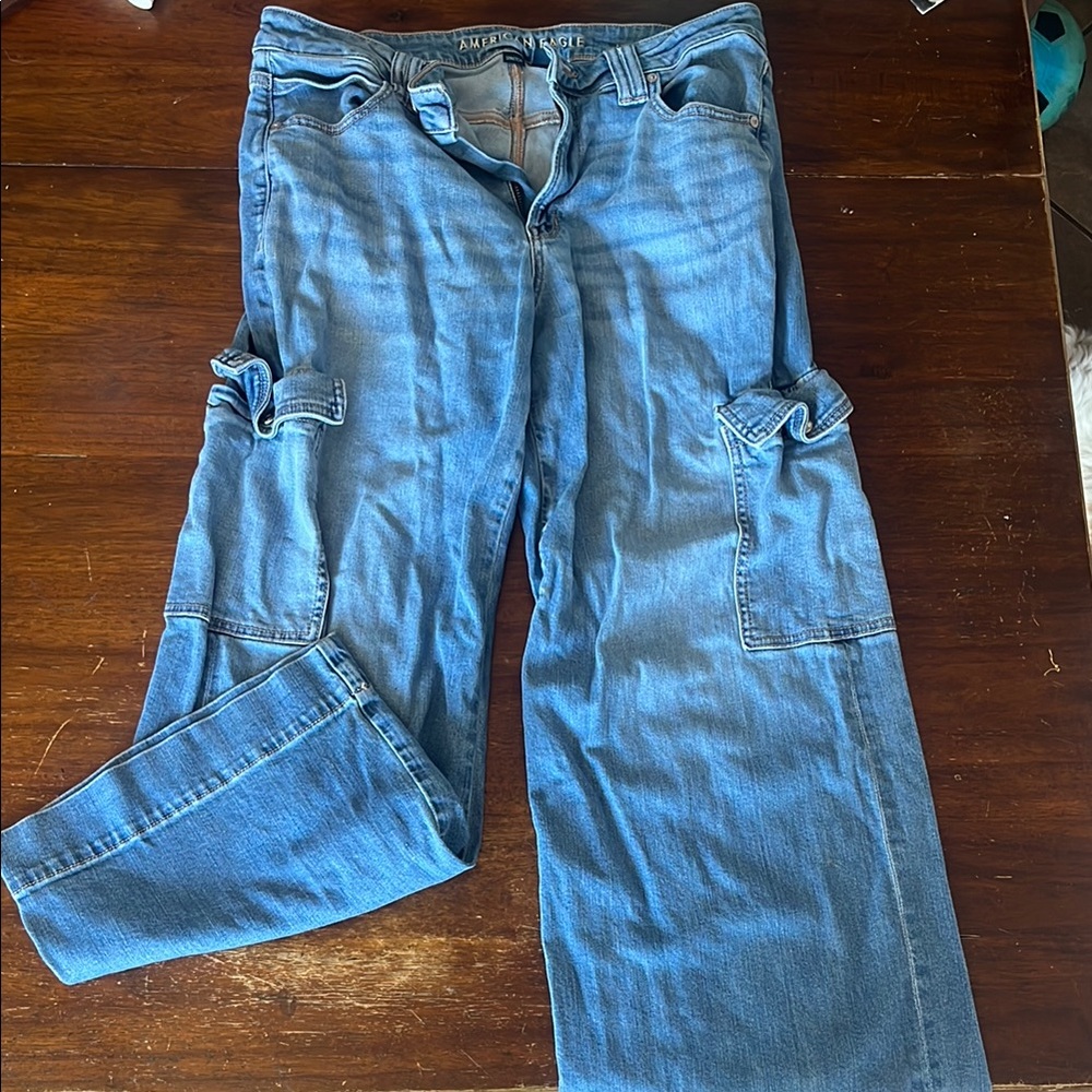 American Eagle Outfitters Blue Flare Wide Leg Jeans